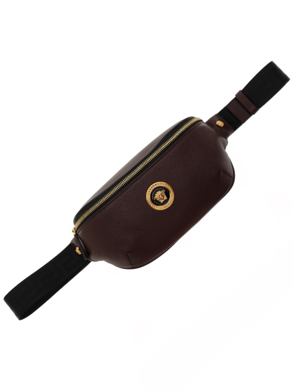 Versace Medusa Belt Bag Burgundy Grainy Leather New